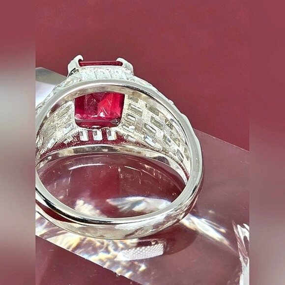 925 Sterling Silver Ring SZ 6.5 with Octagon Natural Ruby 9x7mm Gemstone - Picture 11 of 13